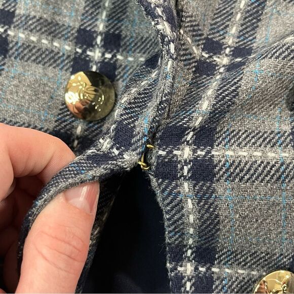 Draper James x Eloquii Gray Blue Plaid Wool Blend Blazer size 18 - Picture 4 of 11
